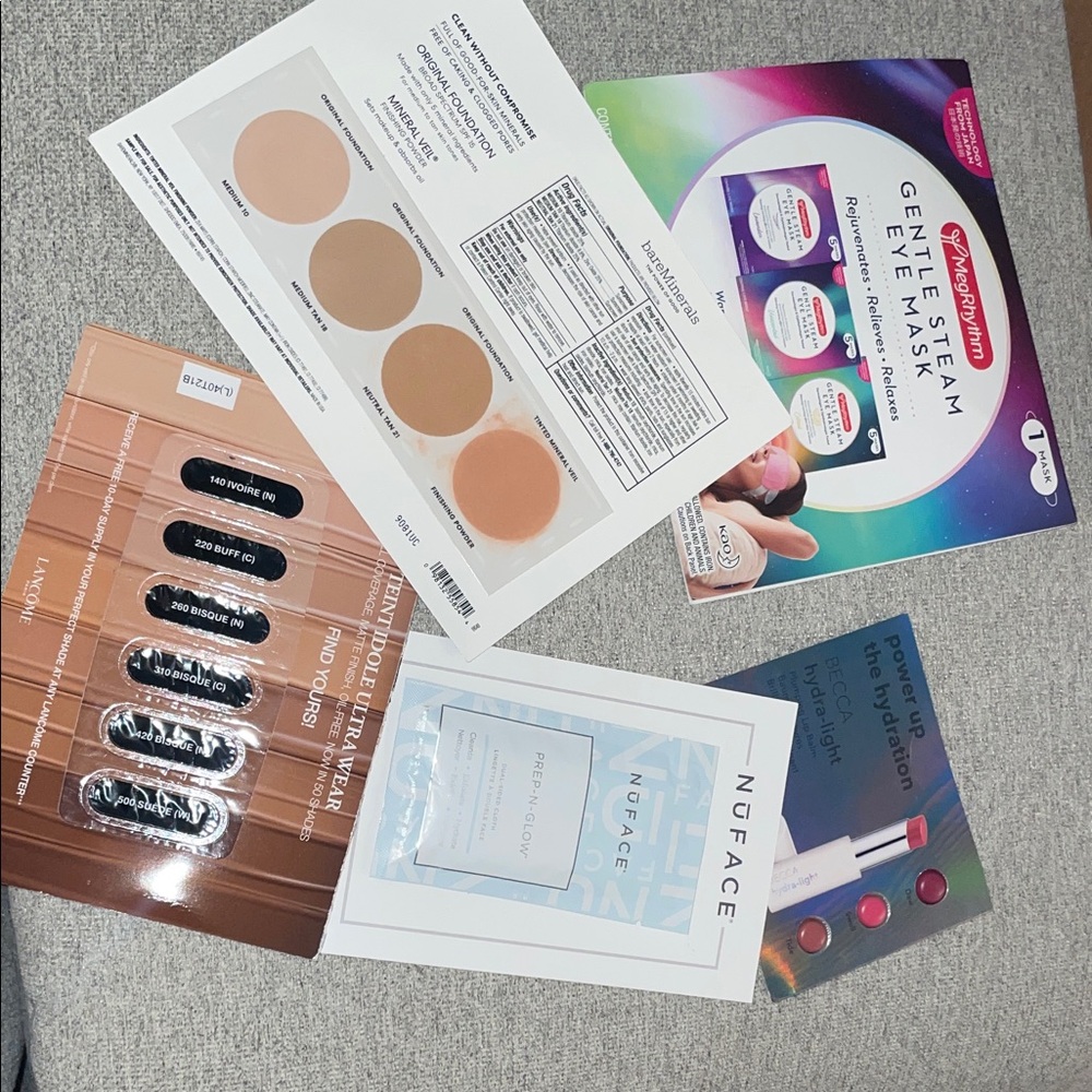 NuFace Sample Card Set with White, Pink, Brown, Blue Accents